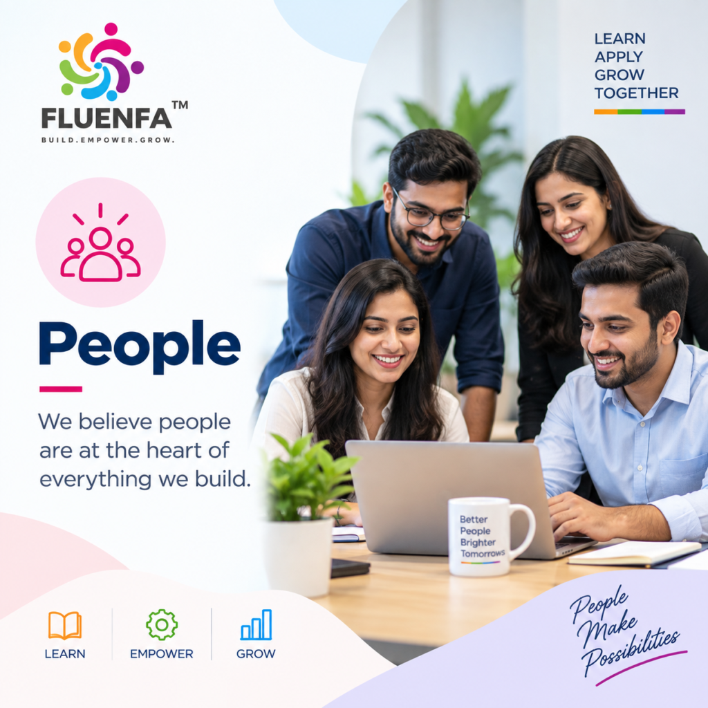 Fluenfa People visual representing collaboration, teamwork and the importance of people in everything the company builds